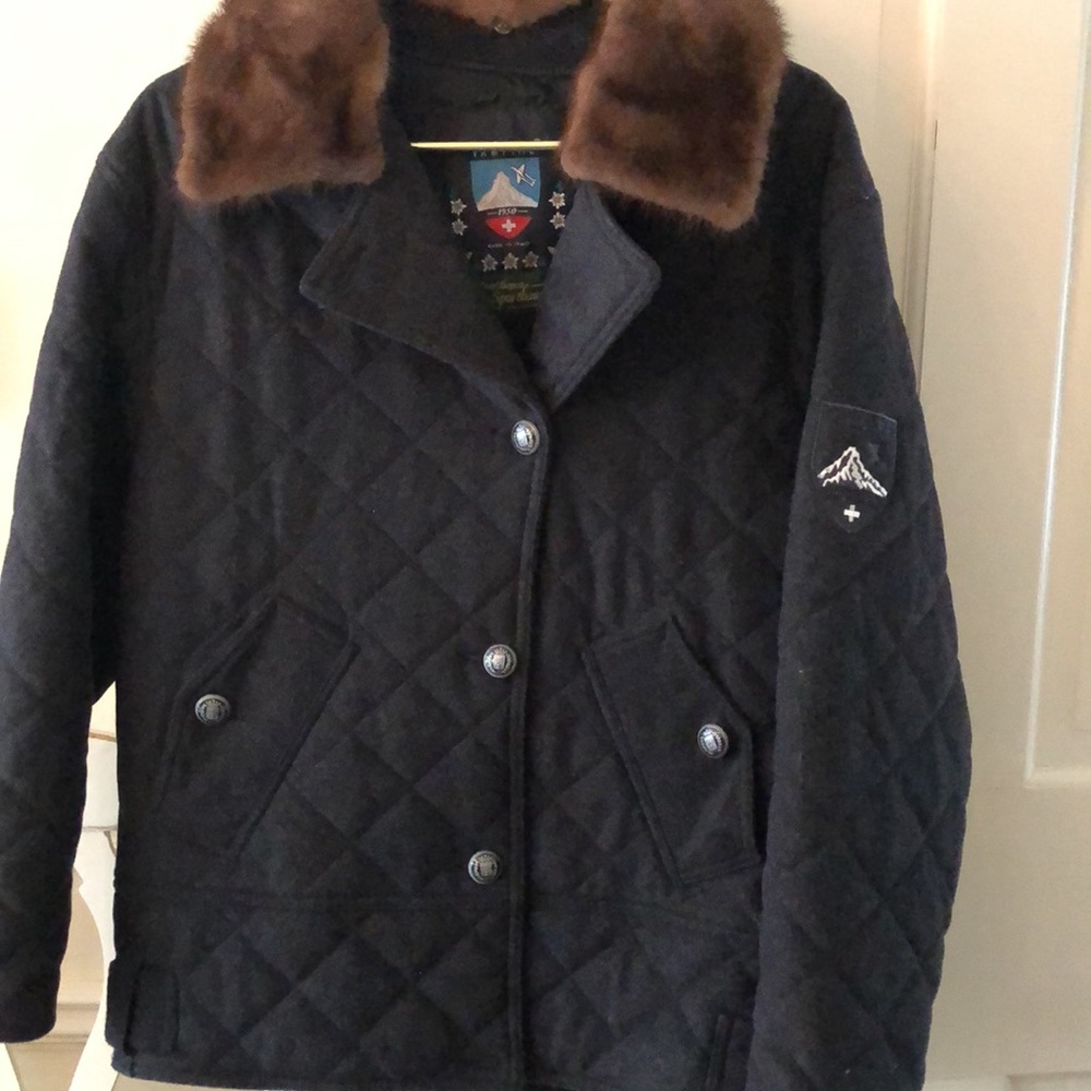 VAMPIRE Brand 80%Wool 20%Alpaca Ski Jacket wReal Fur Detachable Collar madeItaly